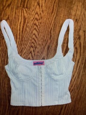 Edikted White Ribbed Bustier Tank Top